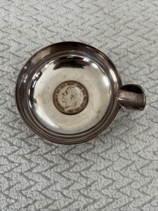 Silver Played Wine Taster..tastevin With A 1930 Great Britain Coin