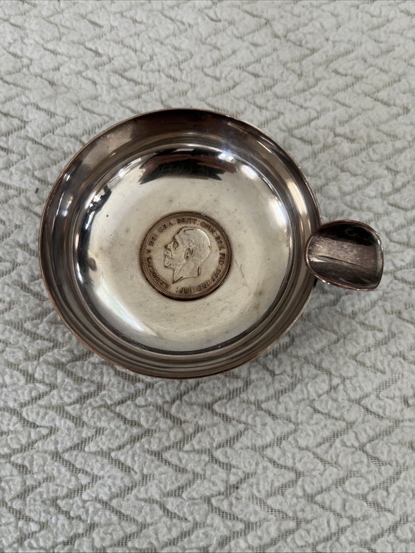 Silver Played Wine Taster..tastevin With A 1930 Great Britain Coin