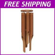 Handcrafted Bamboo Wind Chimes with Stainless Accents - 44" Peaceful Melodies