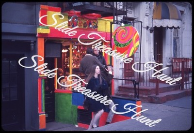 New York City The Full Circle Hippie Store Street Scene Woman 35mm Slide 1960s