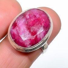 Ruby Gemstone Band Ring Size 925 Sterling Silver