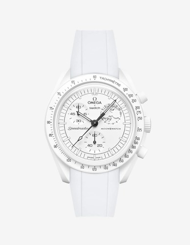 WHITE MISSION TO THE URANUS RUBBER STRAP OMEGA SWATCH SPEEDMASTER MOONSWATCH - Picture 5 of 5