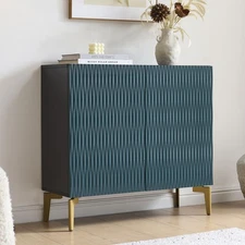 Kings Brand Furniture 2-Door Storage Cabinet - Sideboard Buffet, Blue/Black