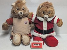 VGT Lot Of Teddy Ruxpin 2 Bears Including Santa Teddy Ruxpin For Parts Repair