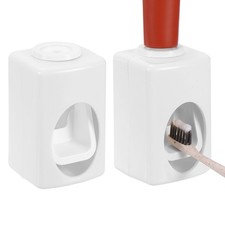 2Pcs Single Slot Design Self-Adhesive Toothpaste Dispenser White ,
