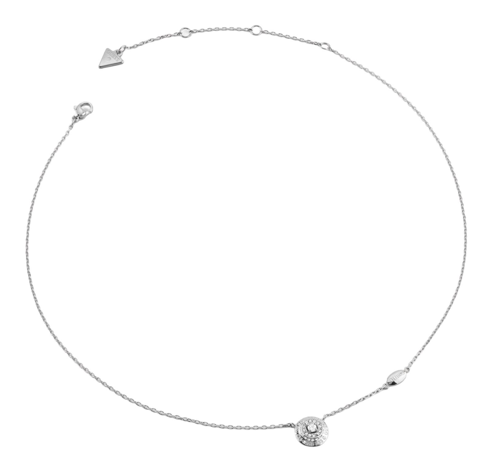 Guess Jewellery Women's Silver/White Guess Sparks Cz Coin Necklace 1.1Cm, 16-18" - Image 2