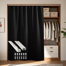 RYB HOME Blackout Closet Curtain Kit, Ceiling Track Room Divider, Privacy Panel