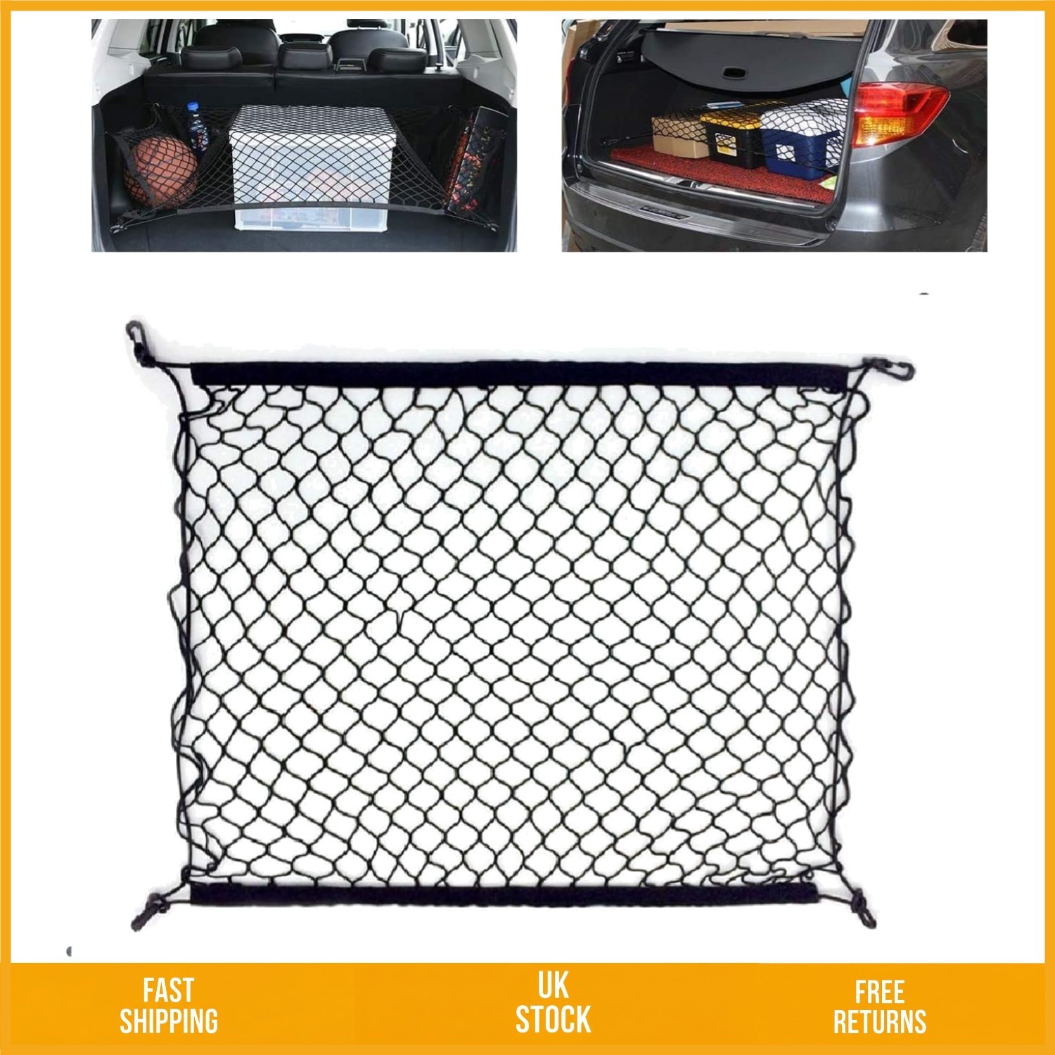Versatile Elastic Nylon Car Trunk Cargo Net Storage Organizer 27.5 x 27.5 In