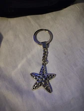 Silver Starfish Charm Keychain Beach Seastar (A)