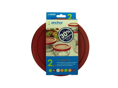 Anchor Hocking 30% Stronger Replacement Lid 2 X 7 Cup / 1.7 L / 1.75 Qt Red Ro