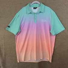 Sunday Swagger Polo Shirt Mens XL Sunset Ombre Logo Stretch Golf