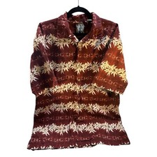 Caribbean Roundtree Yorke Tropical Hibiscus Hawaiian Shirt Button Front Size L