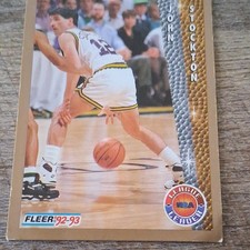 Fleer 1992-93 John Stockton #240 Utah Jazz League Leader Basketball Card
