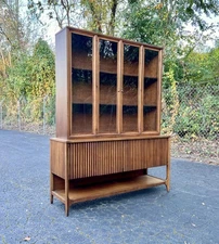 Broyhill Brasilia Mid Century Walnut Fluted Credenza