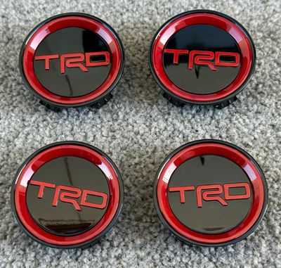 #ad #ad 4PC Wheel hub center caps Fit Toyota Black and Red Tacoma Tundra Sequoia TRD CAP $37.89