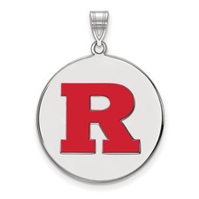Sterling Silver LogoArt Rutgers University Letter R Extra LG Disc Pendant