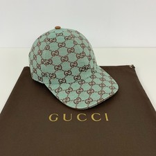 Gucci GG Monogram Canvas Cotton Baseball Cap Head Hat Green Mint Size M