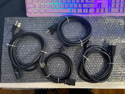 4 X Power Cord for Monitor, Computer, TV, 3 Prong, 18 AWG, 125 Volts, Black