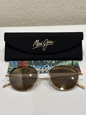 MAUI JIM Island Eyes UV Sunglasses H859-16 Gold Titanium MauiBrilliant Glass