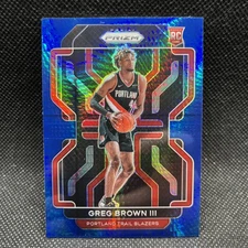 GREG BROWN III 2021-22 PRIZM BLUE HYPER HOLO REFRACTOR 50 PRINTED SSP RC # 291