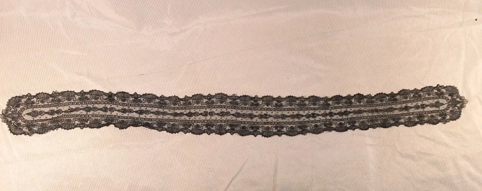 Guipure Dentelle Noire XIXe Crinoline Costume Textile Ancien Partie Coiffe ? - Photo 2/4