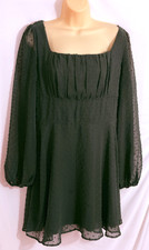 women's Sheln dress size XL green sheer Swiss dot sleeves bodice zipper polyeste