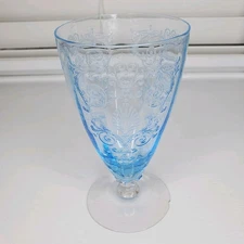 Fostoria Versailles Azure Blue Depression Glass Footed 10 oz. Iced Tea Glass