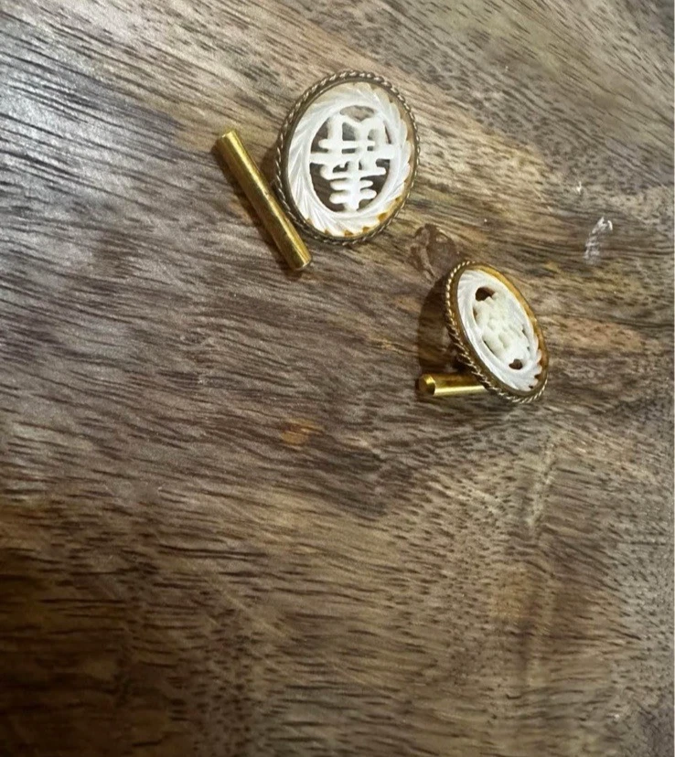 Gemelos chinos vintage madreperla Foto 2 de 4