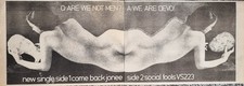 DEVO-ARE WE NOT MEN- COME BACK JONEE music paper Poster/ad  2 x 11"x8" 28x20cm