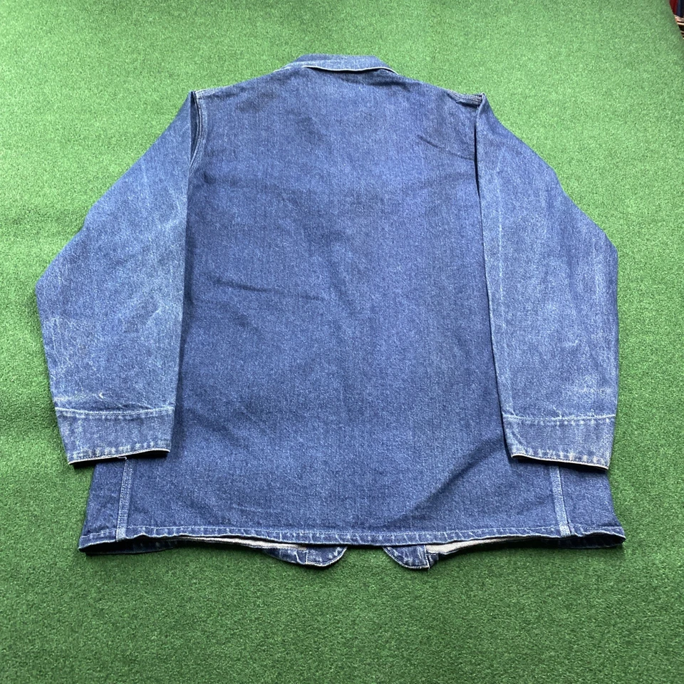 Jaqueta Oshkosh Bgosh Masculina Vintage L 48 Azul 70S 80S Casaco Denim Celeiro EUA - Imagem 3 de 4