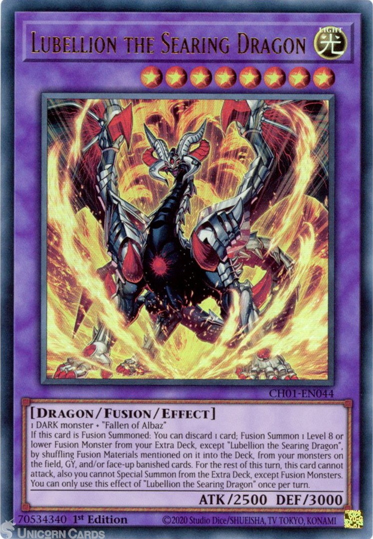 CH01-EN044 Lubellion the Searing Dragon : Ultra Rare 1st Edition Mint YuGiOh Car