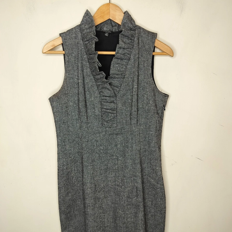 Vestido de tweed Saks Fifth Ave talla 8 cuello con volantes sin mangas oficina trabajo lana Foto 2 de 4