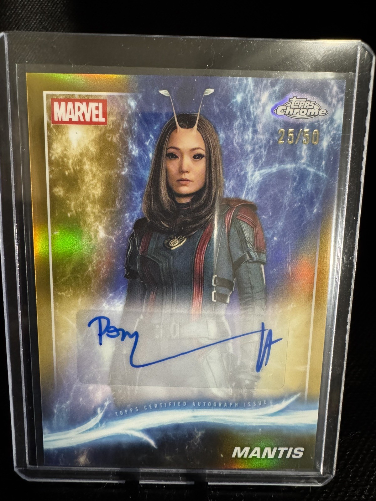 Pom Klementieff as Mantis #AA-PK Marvel 2025 Topps Chrome Studios Autograph trading card — raw and PSA graded price guide