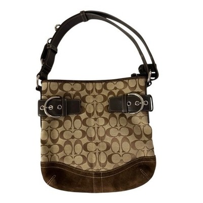 Coach Soho Y2K Shoulder Crossbody Bag Leather Suede Brown Jacquard
