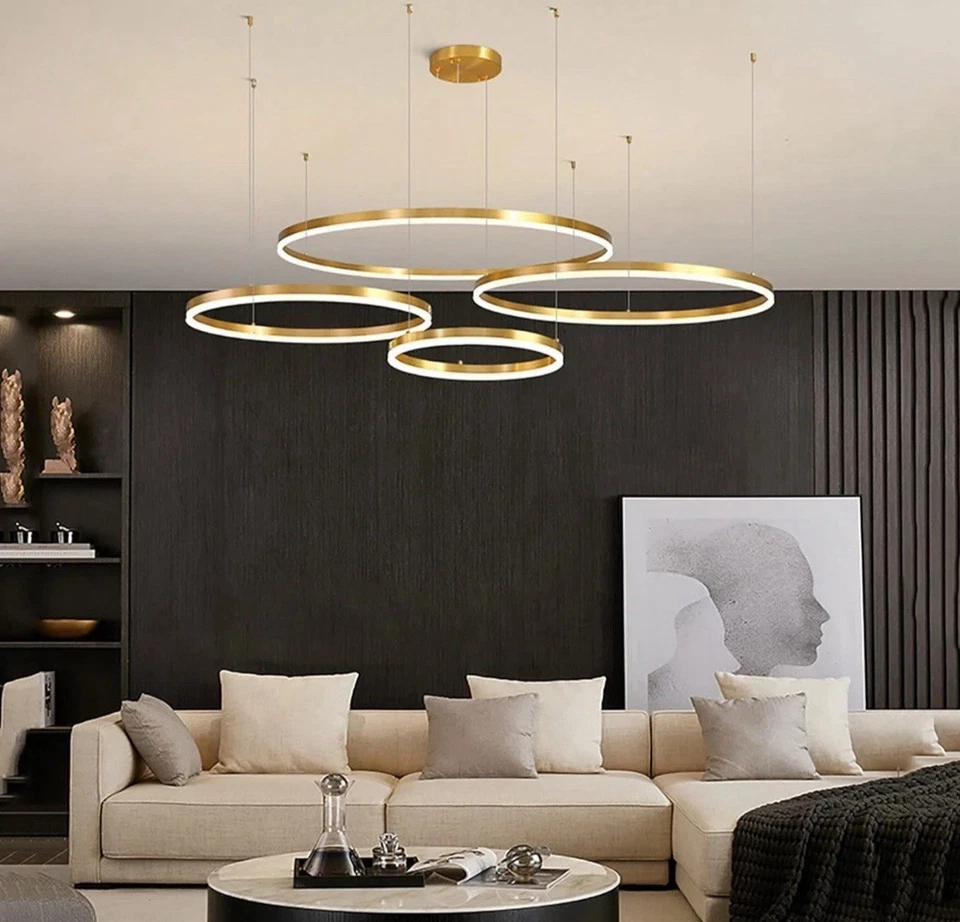 LightInTheBox золотое кольцо люстра геометрический подвеска свет золото 40 + 60 + 80 см 1874Y - Изображение 2 из 4