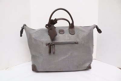 BRIC'S LIFE GRAY Duffle travel Carry-On bag Luggage Crocodile Embossed  22''