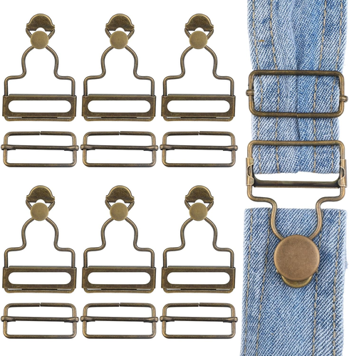 6 Sets Overalls Buckles, 1.25 Inch Metal Overall  Clasp Clips with Adjustable Tr - Picture 1 of 7