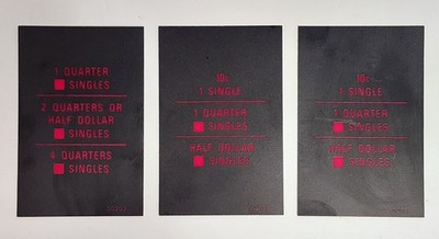 NOS Set of 3 Original Rock-Ola Jukebox Pricing Cards Size 3 1/2'' x 2 3/8''