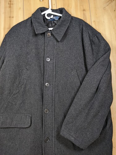 VTG Polo Ralph Lauren Field Jacket Mens XL Gray Wool Nylon Coat Full Zip