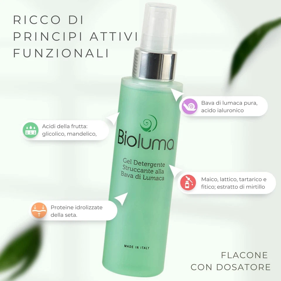 Bava Di Lumaca Gel Detergente Struccante 150Ml Viso Occhi Pelle Grassa Mista Sec - Immagine 4 di 4