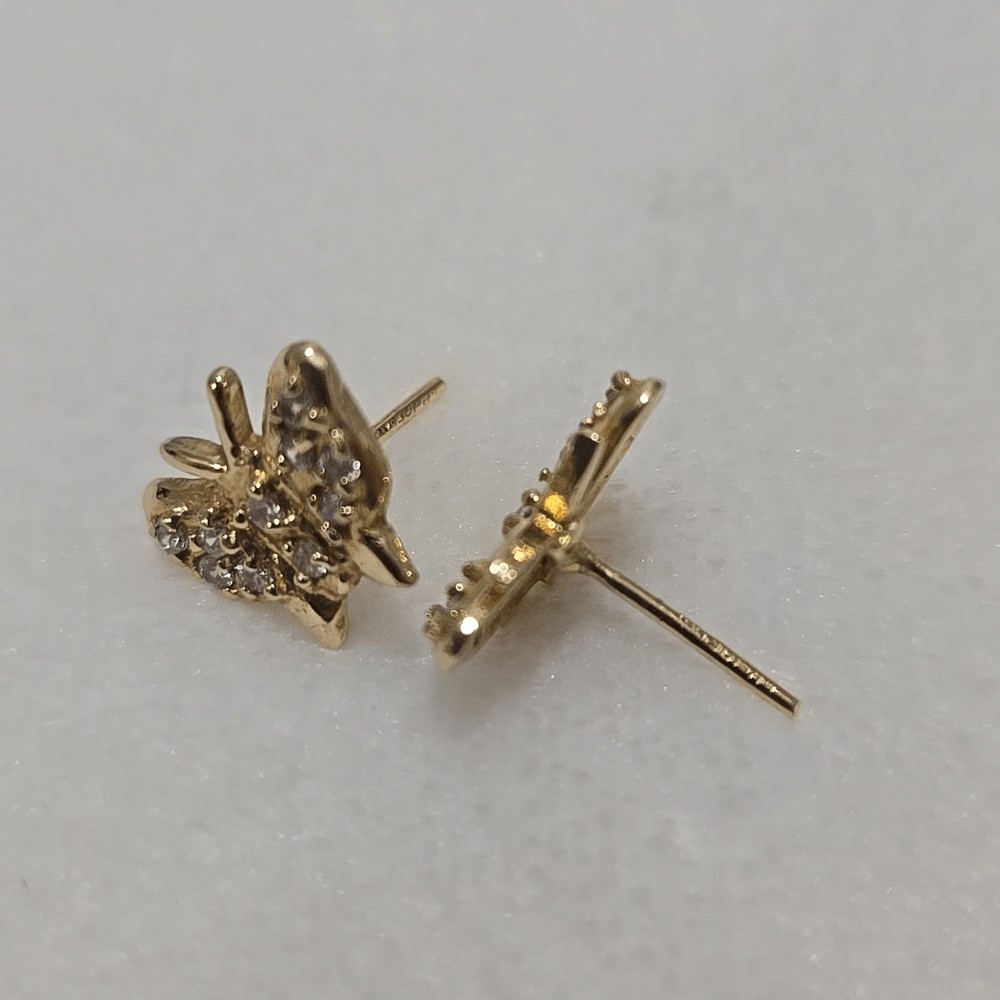 14k Solid Gold Butterfly Stud Earrings - image 5