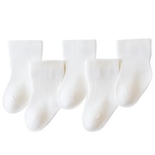 Baby Girls/Boys Socks Soft Cotton Infant Sock Set Newborn 0-6 Months White