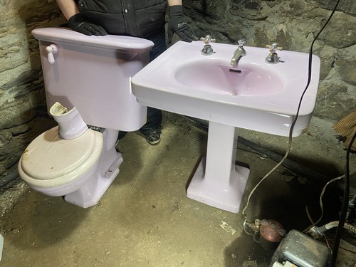 vintage deco porcelain toilet sink set rare purple Monaco Standard antique