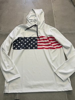 NWT new PUMA X Volition USA flag hoodie sweatshirt white glow men's XXL UPF 50+