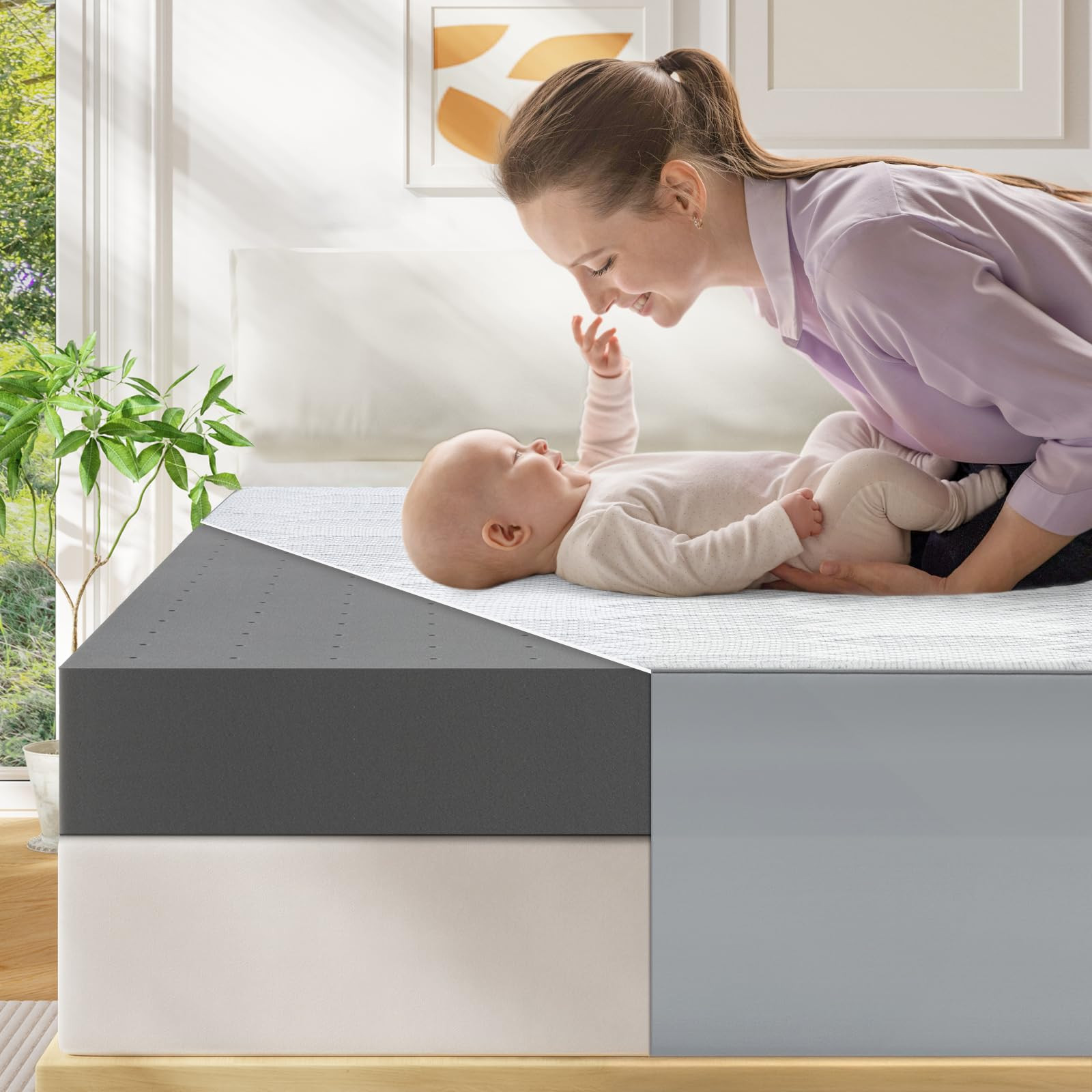 VISCOFLEX Firm Mattress Topper King Size, 4 Inch High Density Foam Bed Topper...