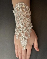 Stylish White Lace Fingerless Gloves, Party/ Wedding, One Size Fits, Whimsey