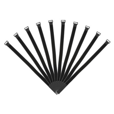 Fastening Hook and Loop Cable Tie 19.6x0.7'' Reusable with Buckle Black 10Pcs *wq