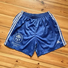 Vintage Adidas 3-Stripe Football Shorts Navy Blue Size L Glanz Nylon