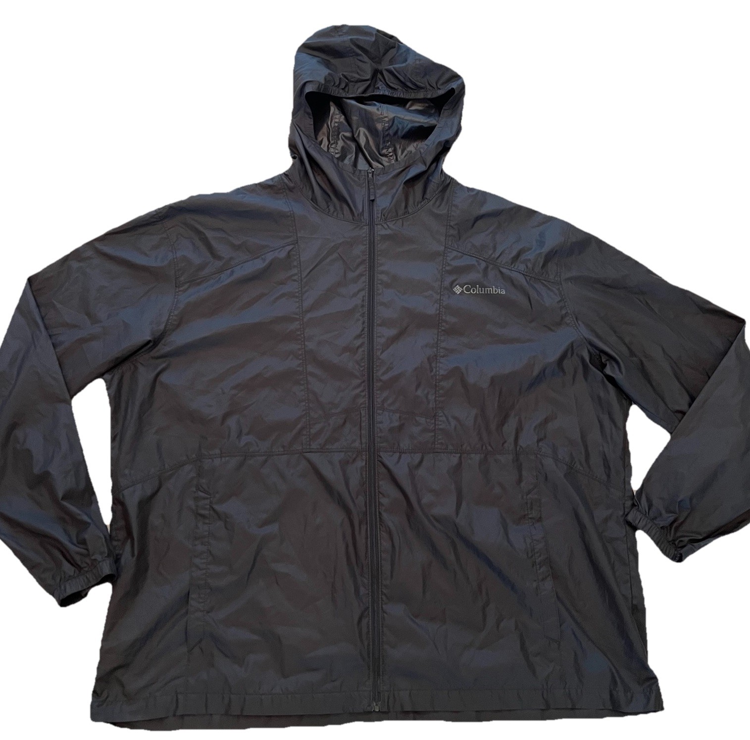 Columbia Lightweight Full Zip Flashback Windbreaker Hooded Jacket Mens XXL Black