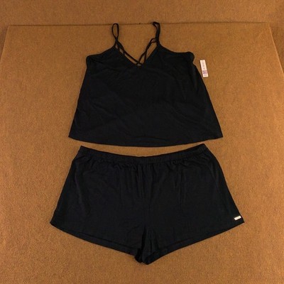 Adore Me Womens Size XL Black 2 Piece Cami Shorts Pajama Lounge Set NWT